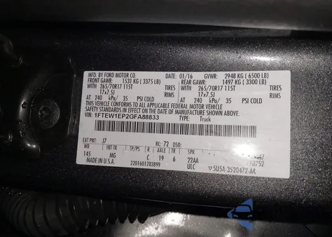 2016 Ford F-150 Xlt from USA, damaged, VIN 1FTEW1EP2GFA88833